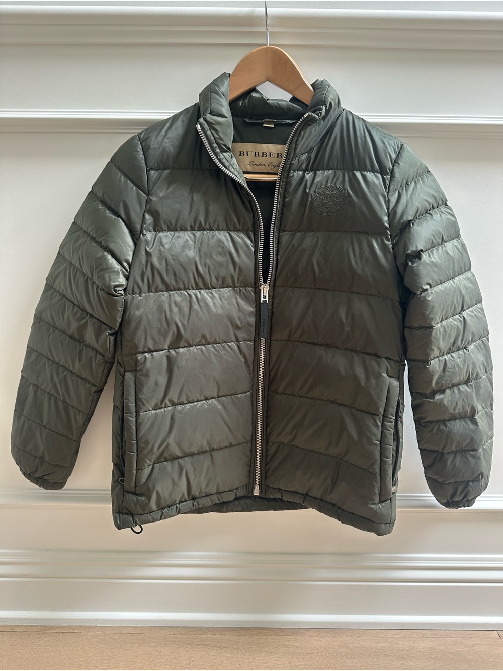 Burberry Olive Green Quilted Puffer Jacket